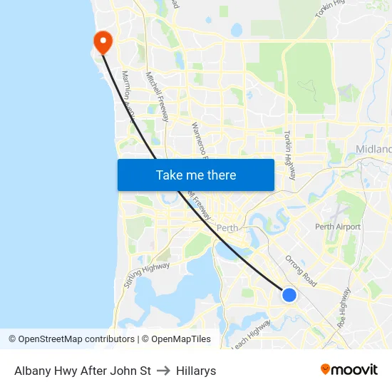 Albany Hwy After John St to Hillarys map