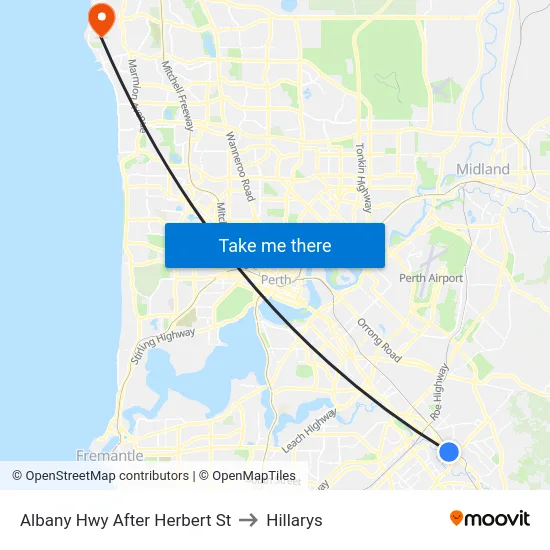 Albany Hwy After Herbert St to Hillarys map