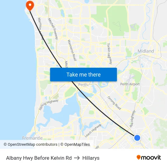 Albany Hwy Before Kelvin Rd to Hillarys map
