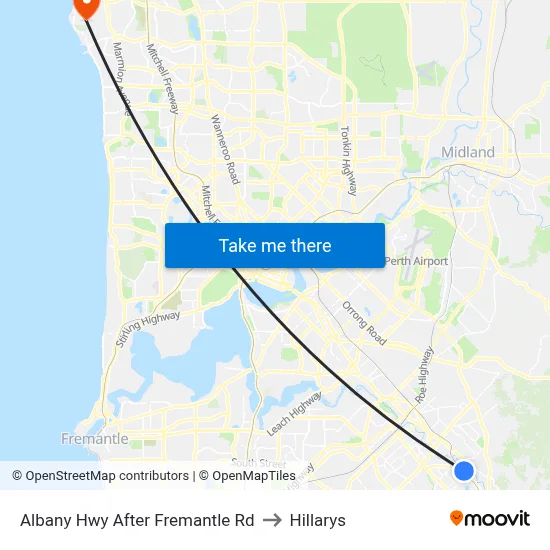 Albany Hwy After Fremantle Rd to Hillarys map