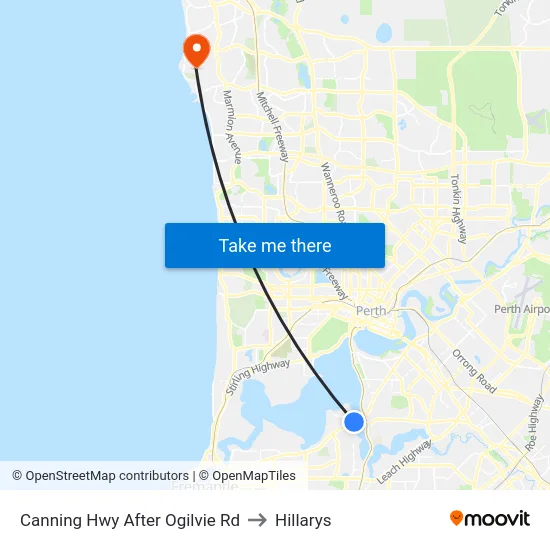 Canning Hwy After Ogilvie Rd to Hillarys map