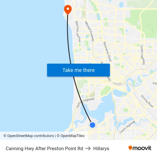 Canning Hwy After Preston Point Rd to Hillarys map