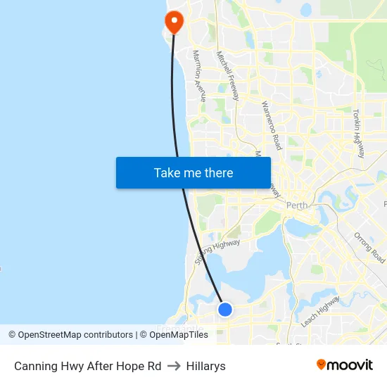 Canning Hwy After Hope Rd to Hillarys map