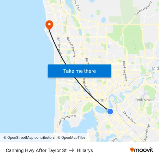 Canning Hwy After Taylor St to Hillarys map