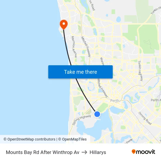 Mounts Bay Rd After Winthrop Av to Hillarys map
