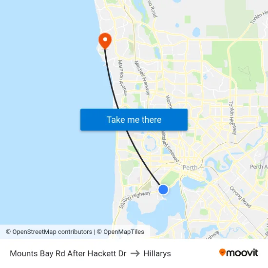 Mounts Bay Rd After Hackett Dr to Hillarys map
