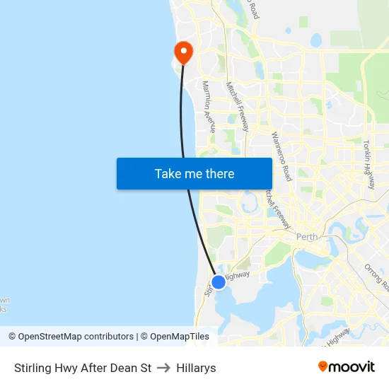 Stirling Hwy After Dean St to Hillarys map