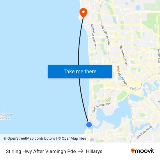 Stirling Hwy After Vlamingh Pde to Hillarys map
