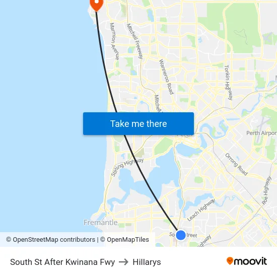 South St After Kwinana Fwy to Hillarys map