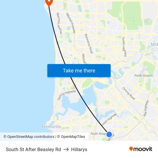 South St After Beasley Rd to Hillarys map