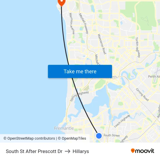 South St After Prescott Dr to Hillarys map