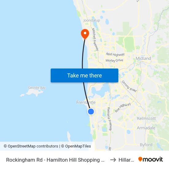 Rockingham Rd - Hamilton Hill Shopping Ctr to Hillarys map