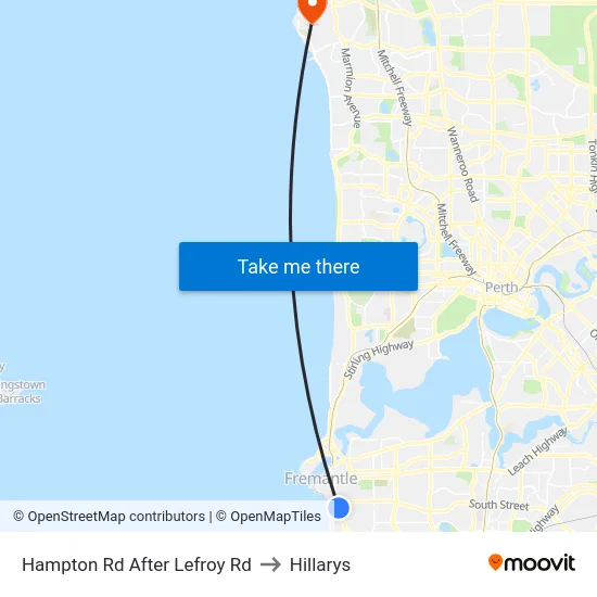 Hampton Rd After Lefroy Rd to Hillarys map