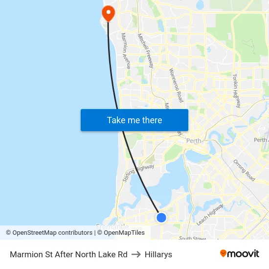 Marmion St After North Lake Rd to Hillarys map