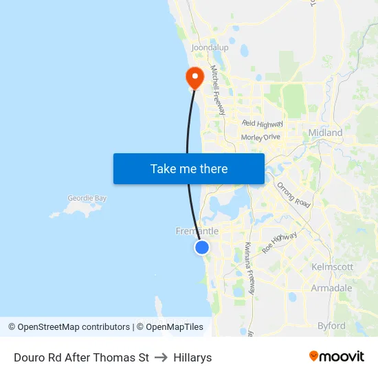 Douro Rd After Thomas St to Hillarys map