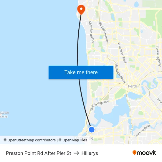 Preston Point Rd After Pier St to Hillarys map