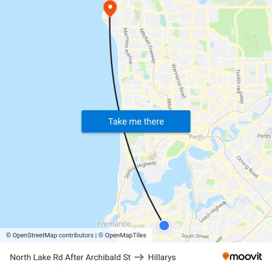 North Lake Rd After Archibald St to Hillarys map