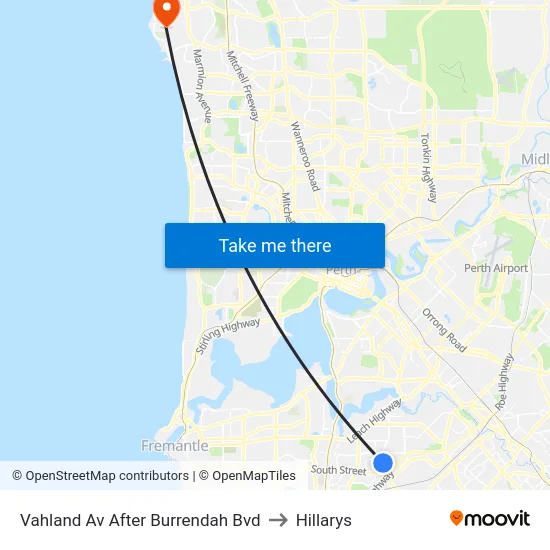Vahland Av After Burrendah Bvd to Hillarys map
