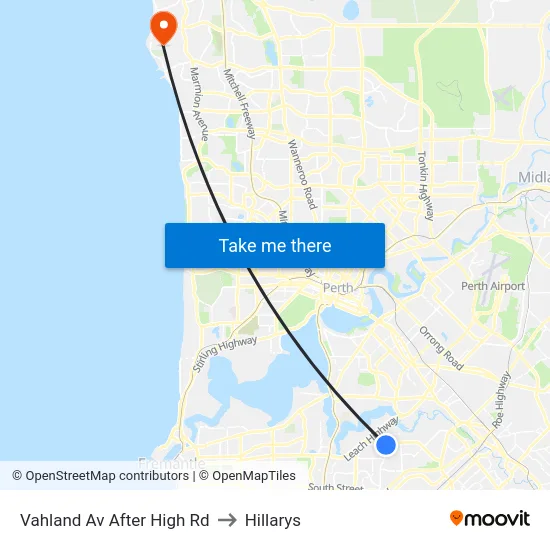 Vahland Av After High Rd to Hillarys map