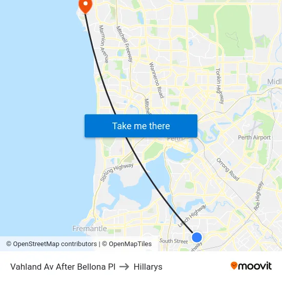 Vahland Av After Bellona Pl to Hillarys map