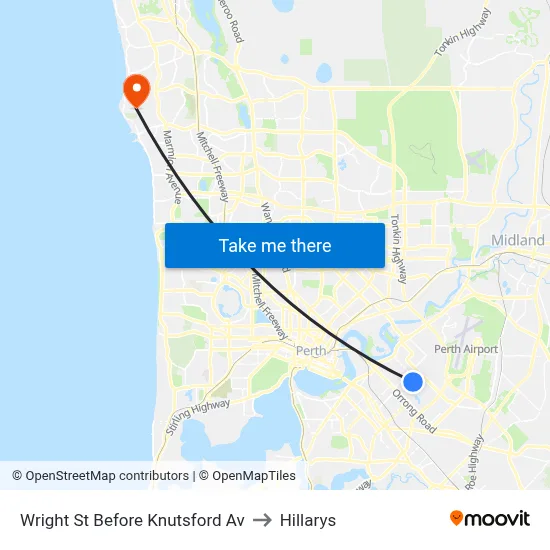 Wright St Before Knutsford Av to Hillarys map