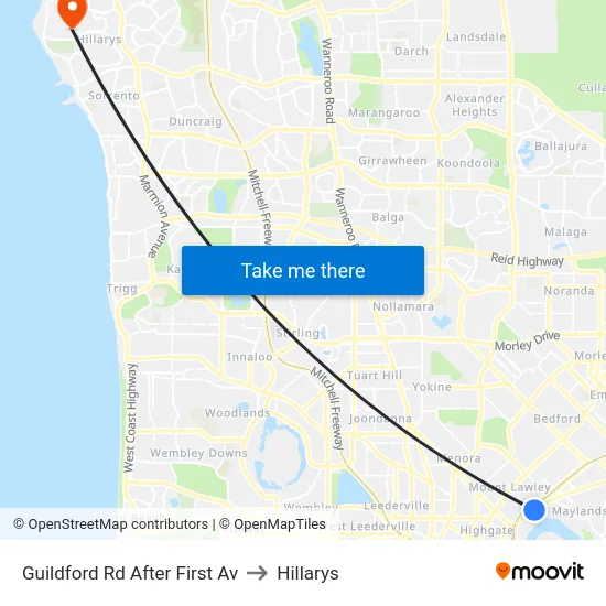 Guildford Rd After First Av to Hillarys map