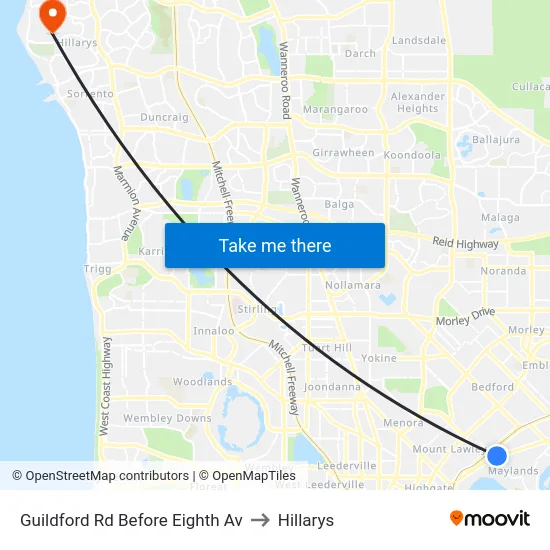 Guildford Rd Before Eighth Av to Hillarys map