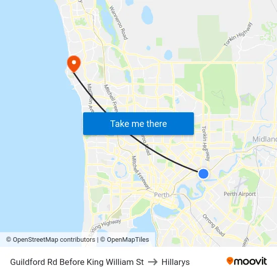 Guildford Rd Before King William St to Hillarys map