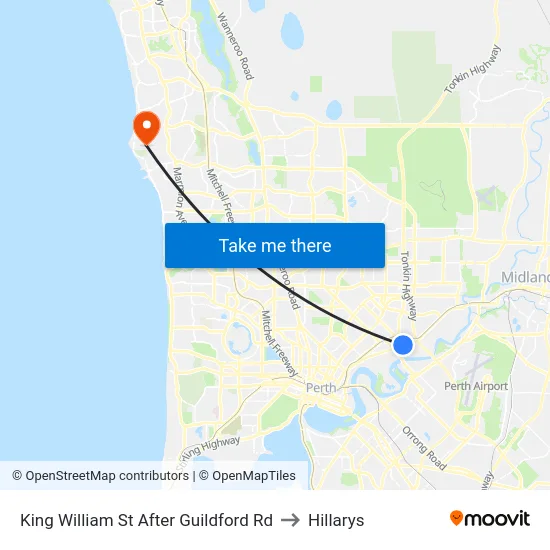 King William St After Guildford Rd to Hillarys map