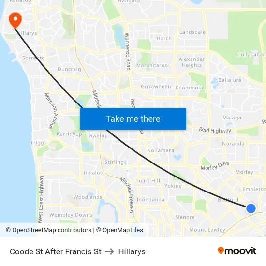 Coode St After Francis St to Hillarys map
