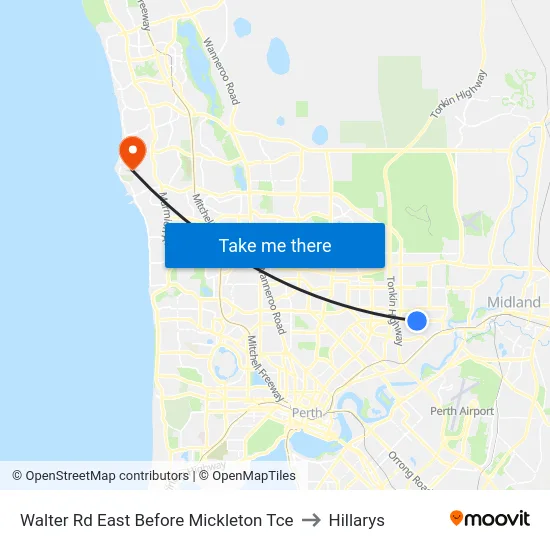 Walter Rd East Before Mickleton Tce to Hillarys map