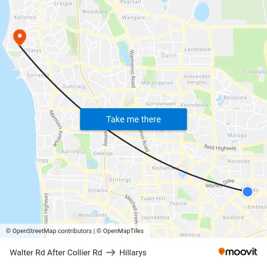 Walter Rd After Collier Rd to Hillarys map