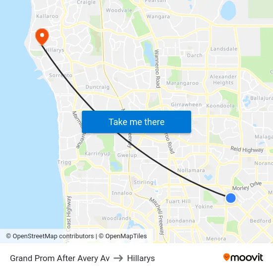 Grand Prom After Avery Av to Hillarys map