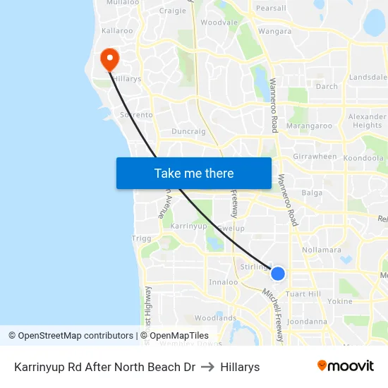 Karrinyup Rd After North Beach Dr to Hillarys map