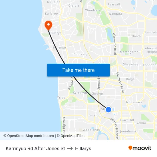 Karrinyup Rd After Jones St to Hillarys map