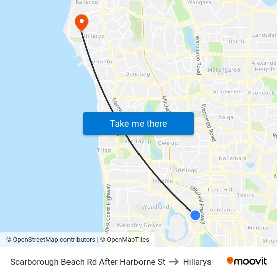 Scarborough Beach Rd After Harborne St to Hillarys map