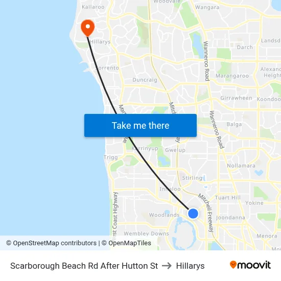Scarborough Beach Rd After Hutton St to Hillarys map