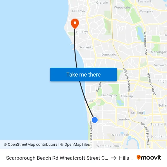 Scarborough Beach Rd Wheatcroft Street Cat Id 18 to Hillarys map