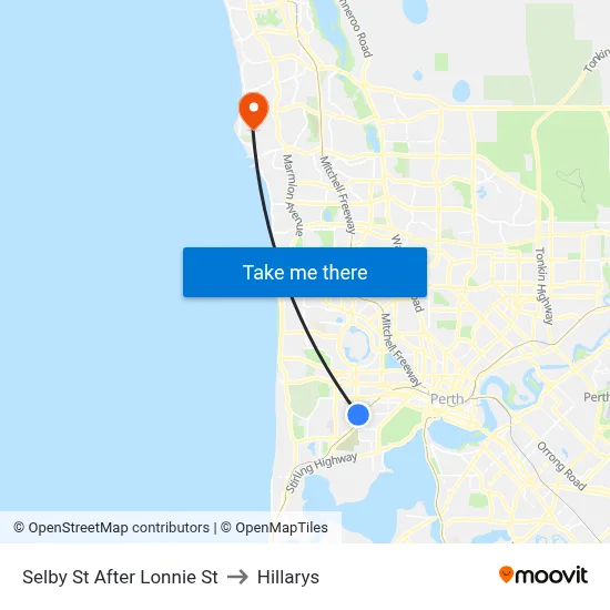 Selby St After Lonnie St to Hillarys map