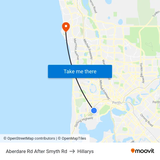 Aberdare Rd After Smyth Rd to Hillarys map