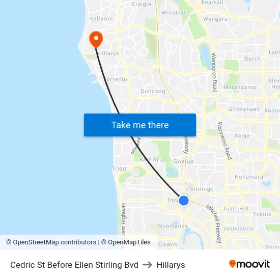 Cedric St Before Ellen Stirling Bvd to Hillarys map