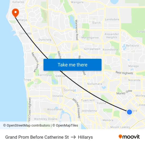 Grand Prom Before Catherine St to Hillarys map