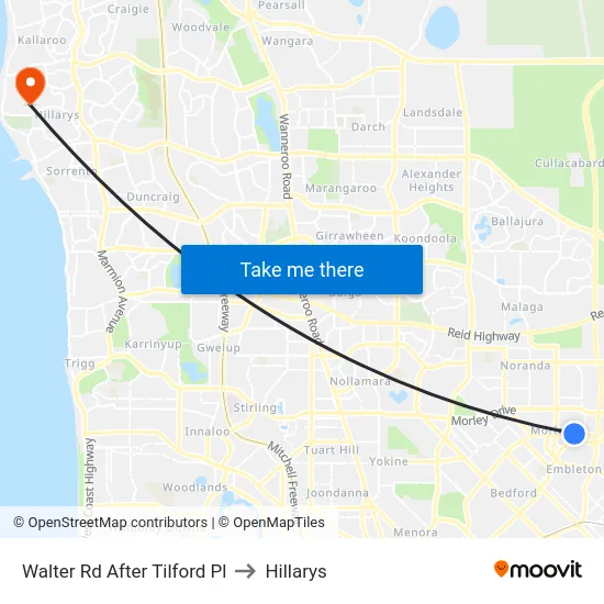 Walter Rd After Tilford Pl to Hillarys map