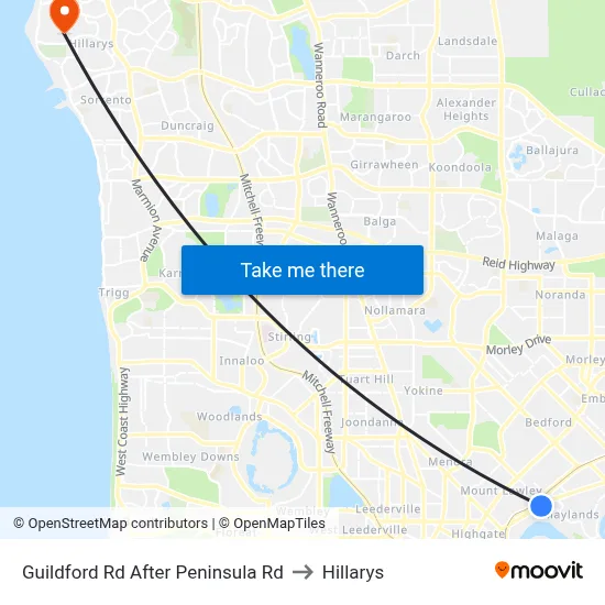 Guildford Rd After Peninsula Rd to Hillarys map