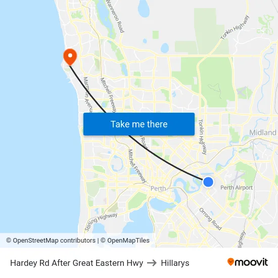 Hardey Rd After Great Eastern Hwy to Hillarys map