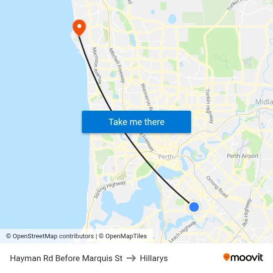 Hayman Rd Before Marquis St to Hillarys map