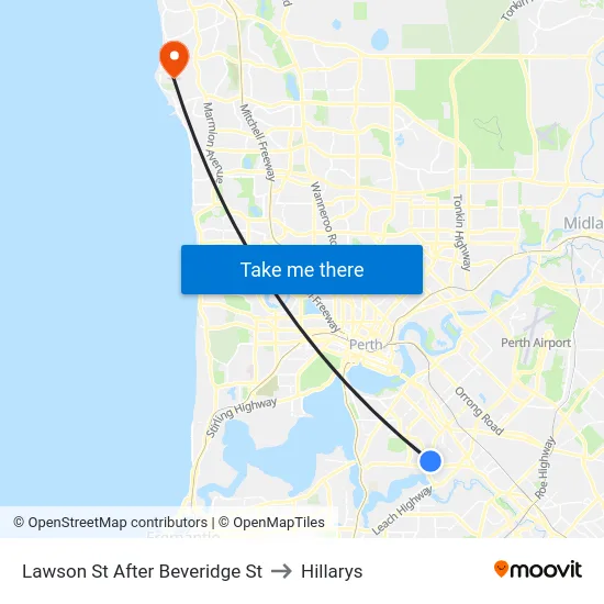 Lawson St After Beveridge St to Hillarys map