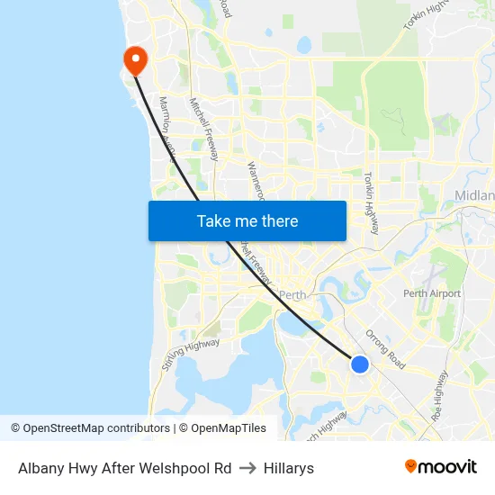 Albany Hwy After Welshpool Rd to Hillarys map