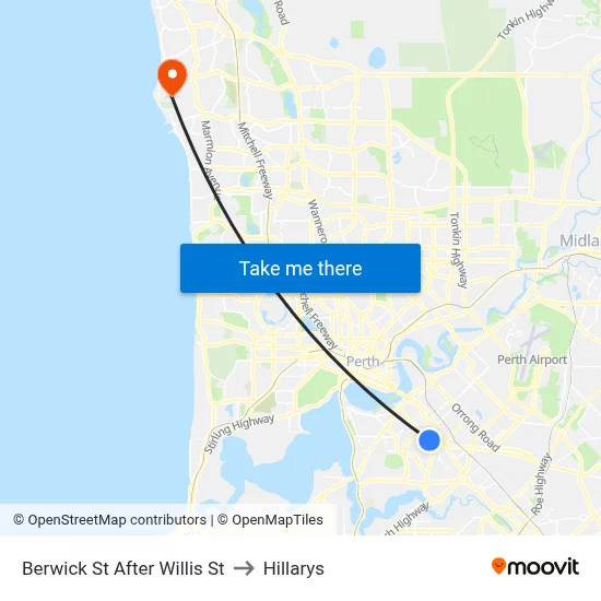 Berwick St After Willis St to Hillarys map