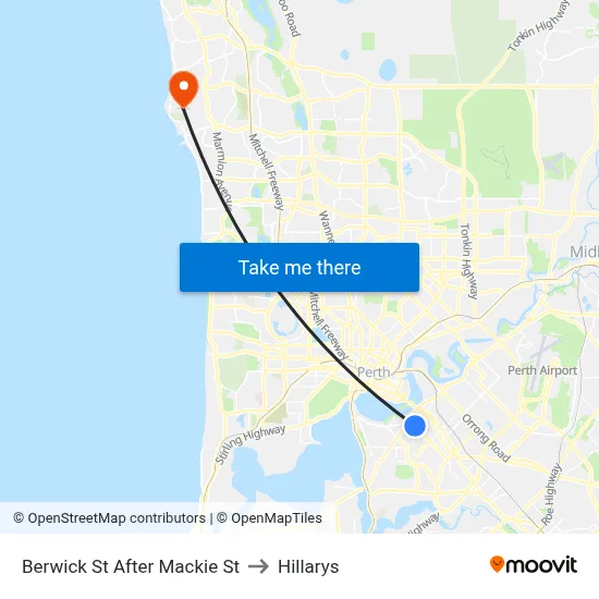 Berwick St After Mackie St to Hillarys map